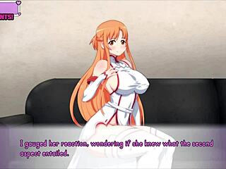 Redhead secretary Asuna takes on the role of a pornstar in this hot body hentai video