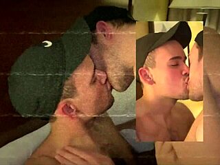 Ερασιτέχνες ομοφυλόφιλοι απολαμβάνουν καυτό φιλί και εκσπερμάτιση