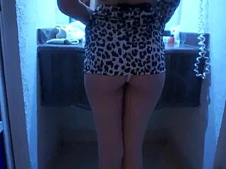 Amateur Julieta flaunts her beautiful attributes in a leopard skirt and heart thong