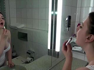 German stepbrother and step sister engage in taboo bathroom sex