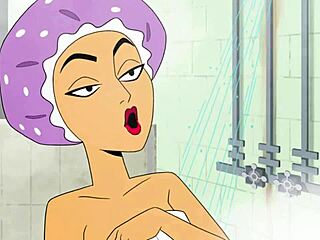 Velma nua em uma cena quente no chuveiro