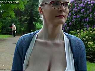 Big natural tits bared in public