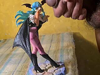 Softcore porn video featuring Morrigan figurine