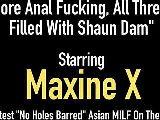 Maxine x, een Aziatische MILF, houdt zich bezig met intens anaal en oraal plezier met een grote zwarte lul