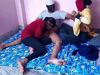 Indian threesome with monster cock and hot fucking