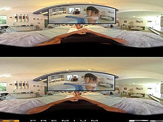 VR Stereoscopic Reality: Step Sister Lily Adams Enjoys Riding in Reverse Cowgirl